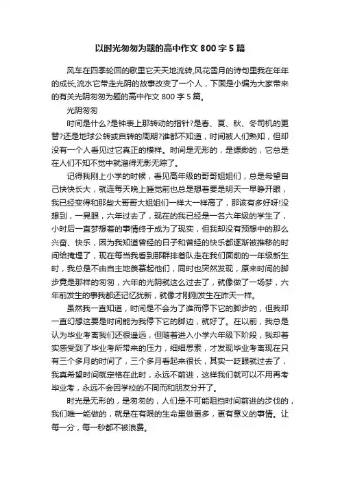 以时光匆匆为题的高中作文800字5篇