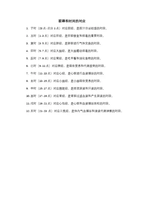 脏器和时间的对应
