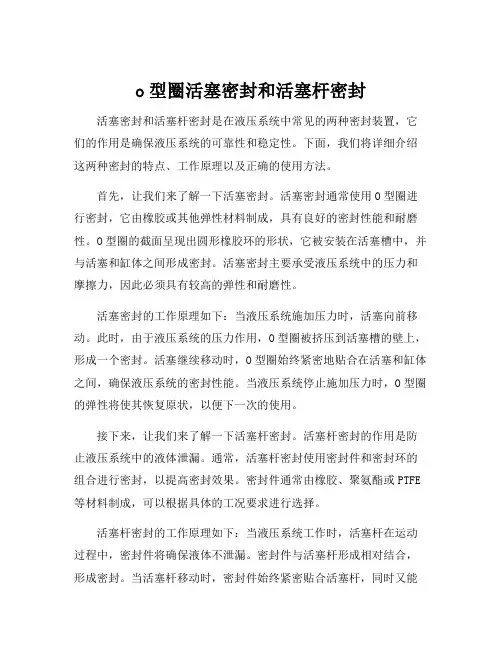 o型圈活塞密封和活塞杆密封