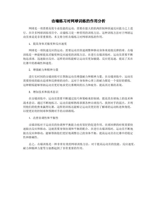 击墙练习对网球训练的作用分析