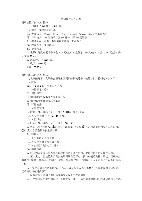 调研接待工作方案
