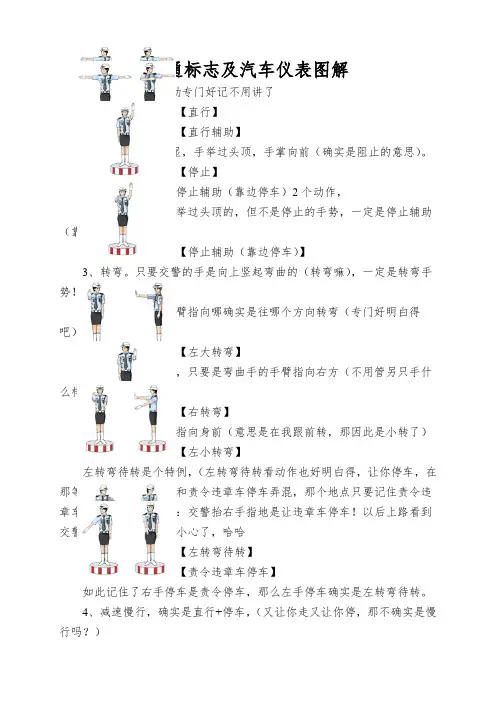 交通标志及汽车仪表图解