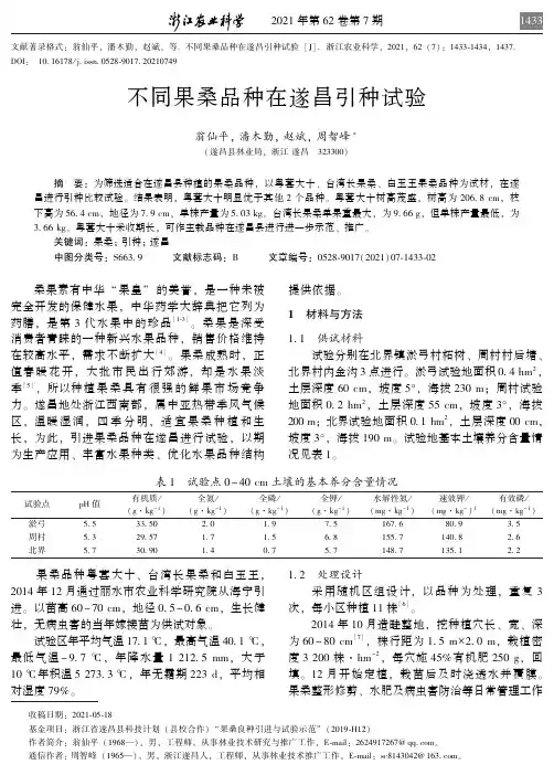 不同果桑品种在遂昌引种试验