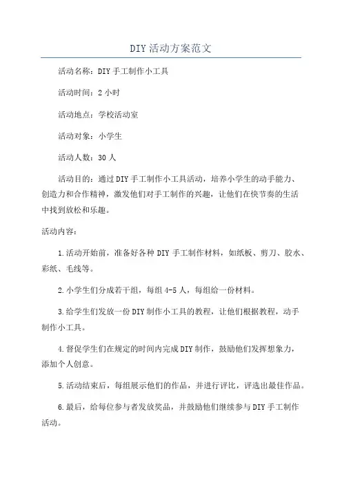 DIY活动方案范文