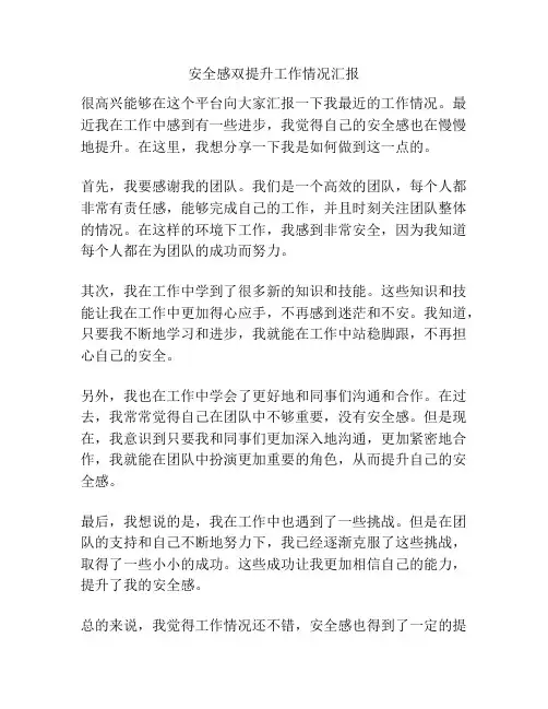 安全感双提升工作情况汇报