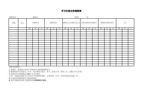 手卫生依从性调查表