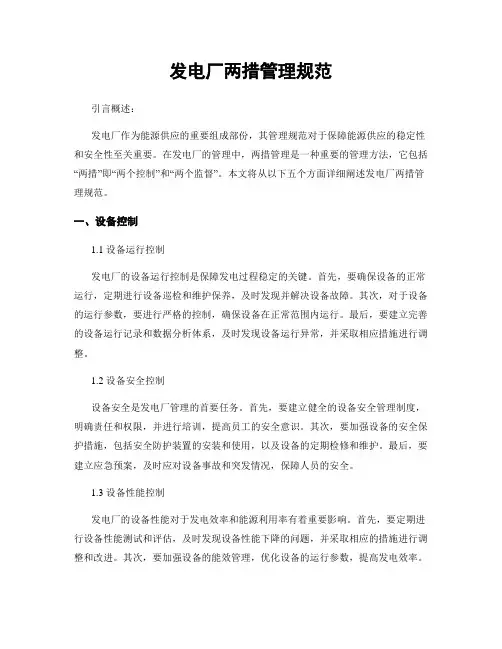 发电厂两措管理规范