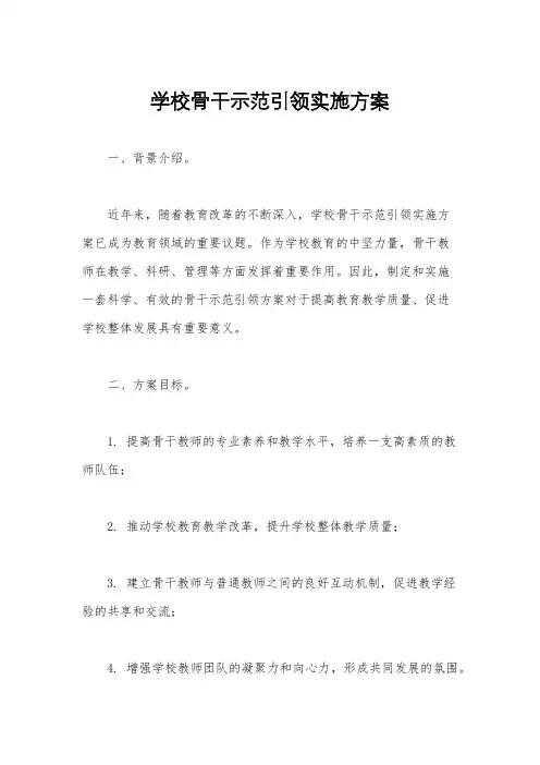 学校骨干示范引领实施方案