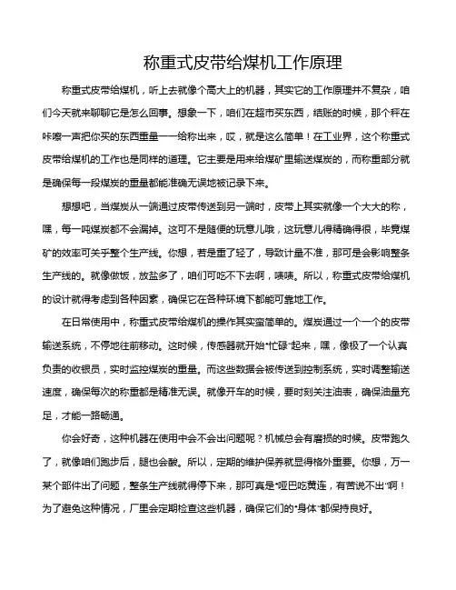 称重式皮带给煤机工作原理