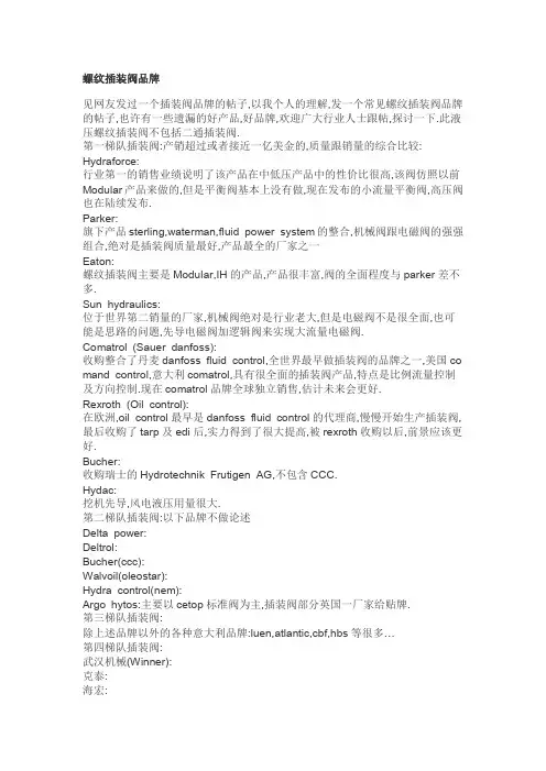 螺纹插装阀品牌