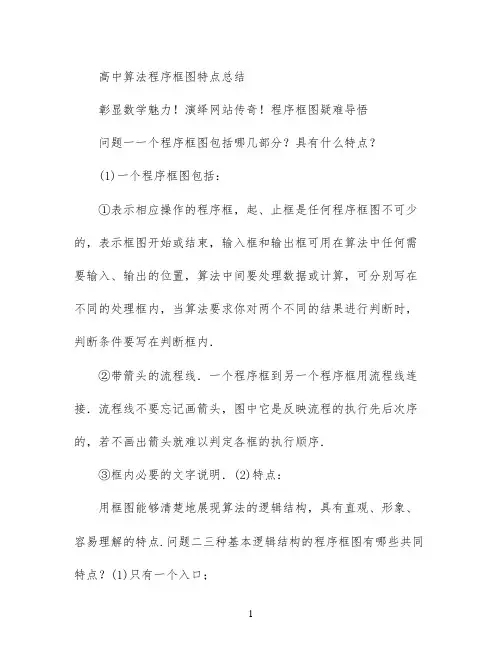 高中算法程序框图特点总结