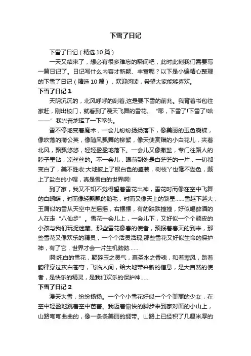 下雪了日记