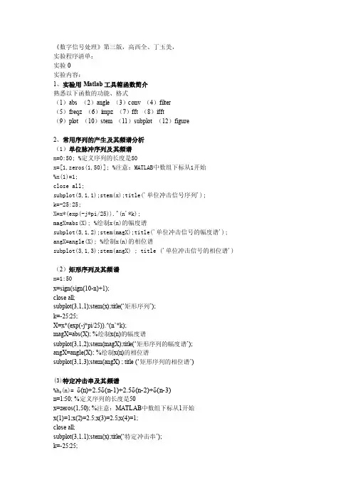 数字信号处理实验（西电高西全教材）