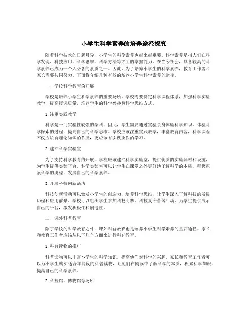小学生科学素养的培养途径探究
