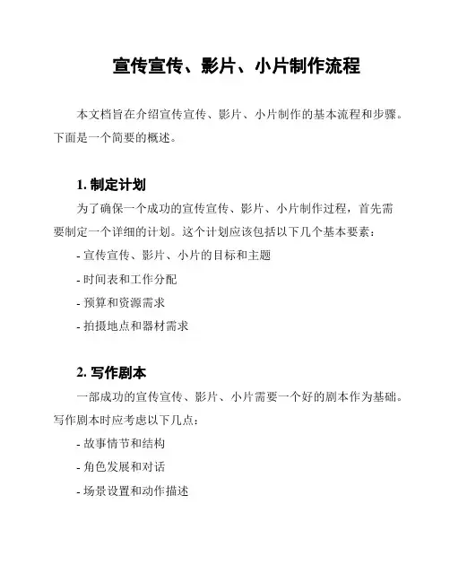 宣传宣传、影片、小片制作流程