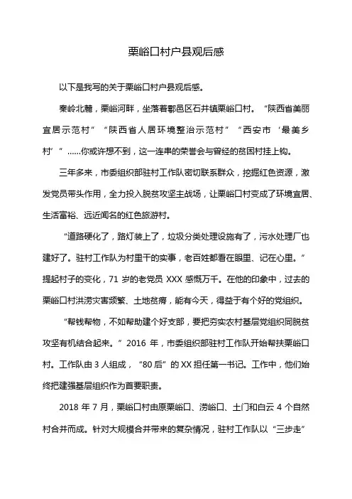 栗峪口村户县观后感