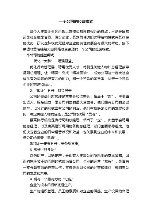 一个公司的经营模式
