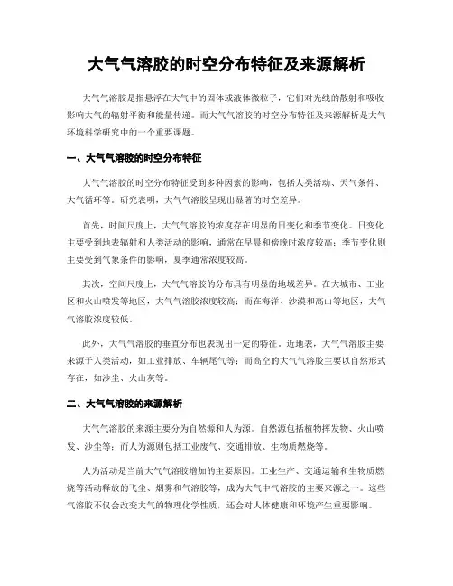 大气气溶胶的时空分布特征及来源解析