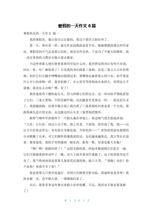 暑假的一天作文6篇