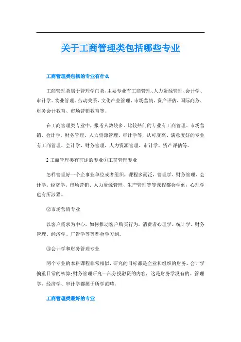 关于工商管理类包括哪些专业