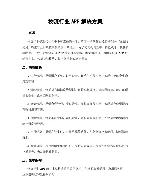 物流行业APP解决方案