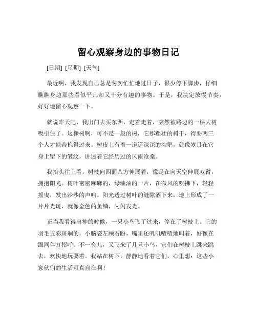 留心观察身边的事物日记