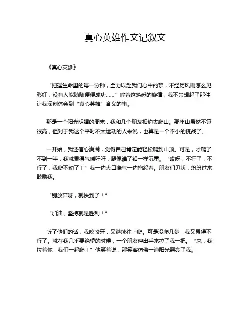 真心英雄作文记叙文