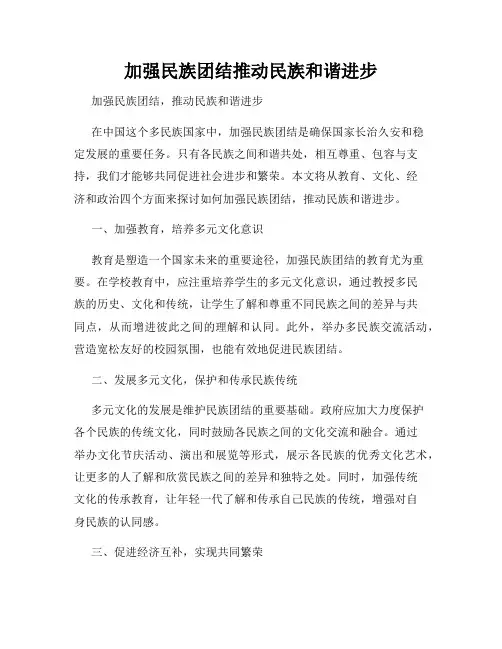 加强民族团结推动民族和谐进步