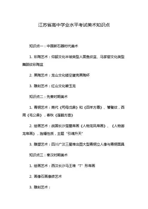 江苏省高中学业水平考试美术知识点
