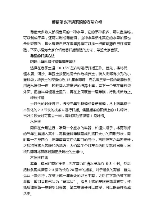 葡萄怎么扦插繁殖的方法介绍