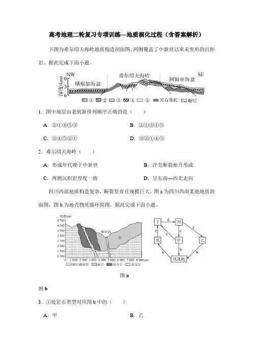 高考地理二轮复习专项训练—地质演化过程(含答案解析)