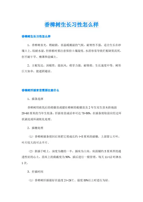 香樟树生长习性怎么样