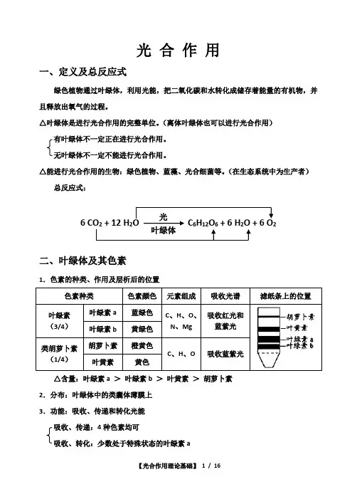 高中生物——光合作用教案