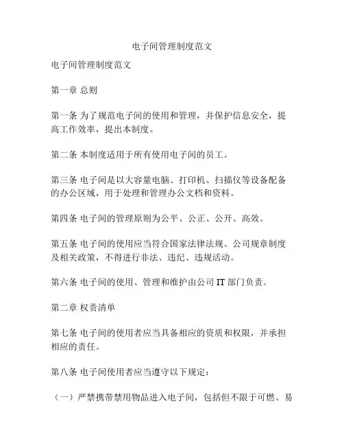 电子间管理制度范文