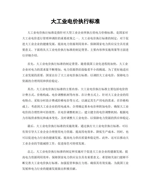 大工业电价执行标准