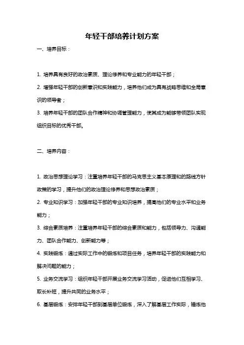 年轻干部培养计划方案