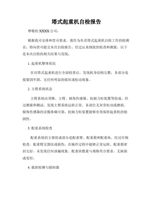 塔式起重机自检报告