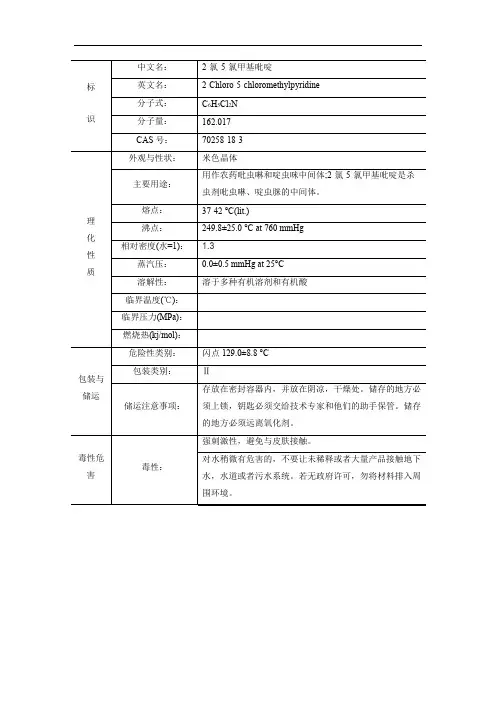 2氯5氯甲基吡啶MSDS