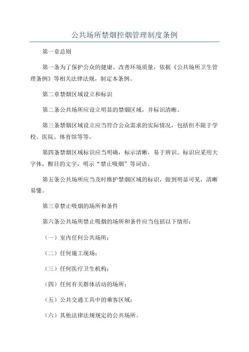 公共场所禁烟控烟管理制度条例