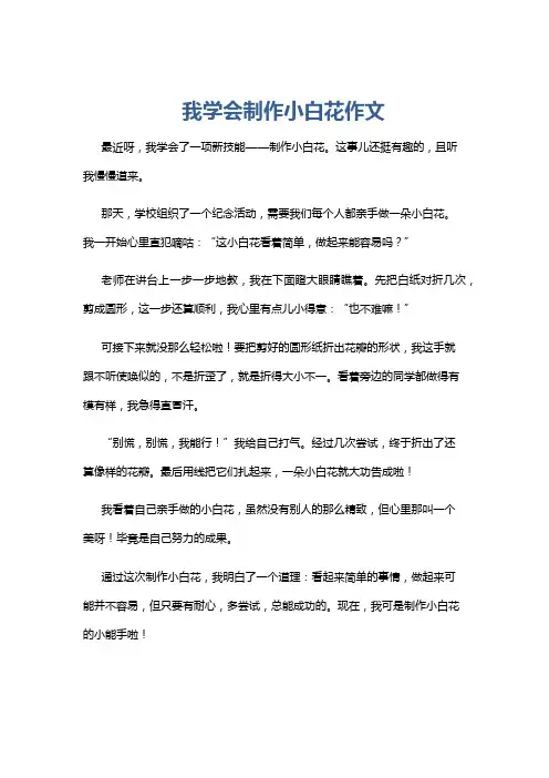 我学会制作小白花作文