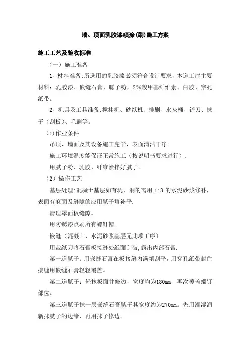 墙、顶面乳胶漆喷涂(刷)施工方案