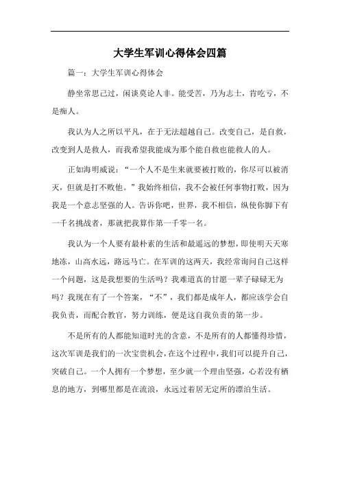 大学生军训心得体会四篇