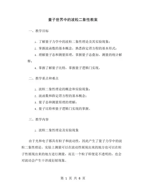 量子世界中的波粒二象性教案