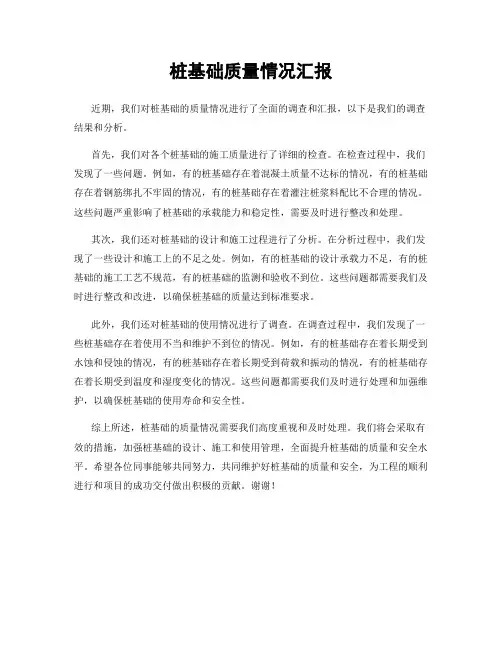 桩基础质量情况汇报