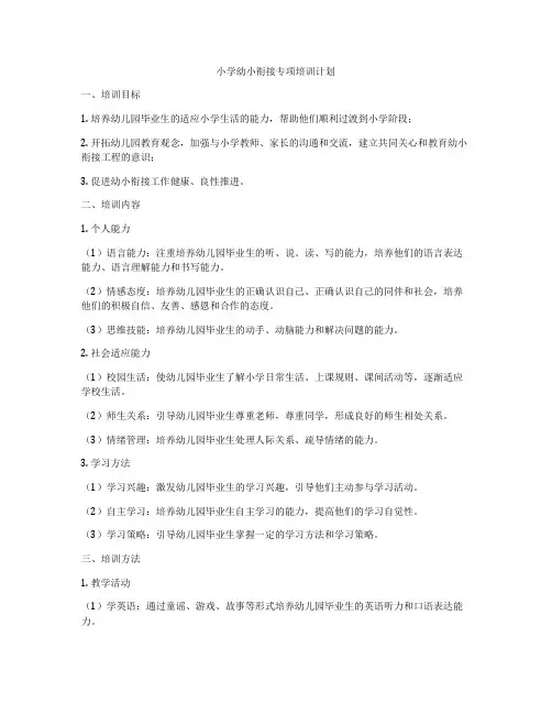 小学幼小衔接专项培训计划