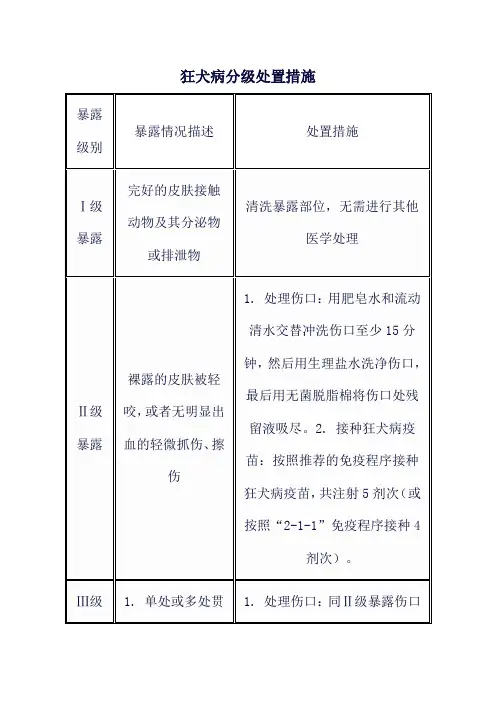 狂犬病分级处置措施