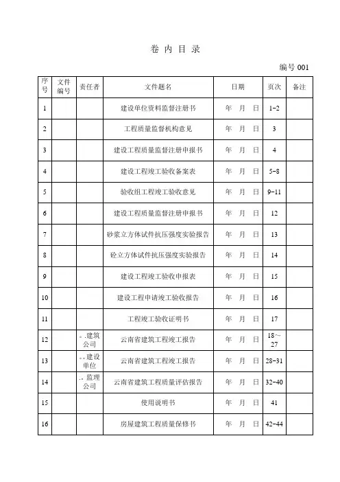 土建施工方完整内业资料