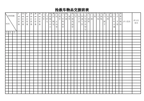 抢救车物品交接班本