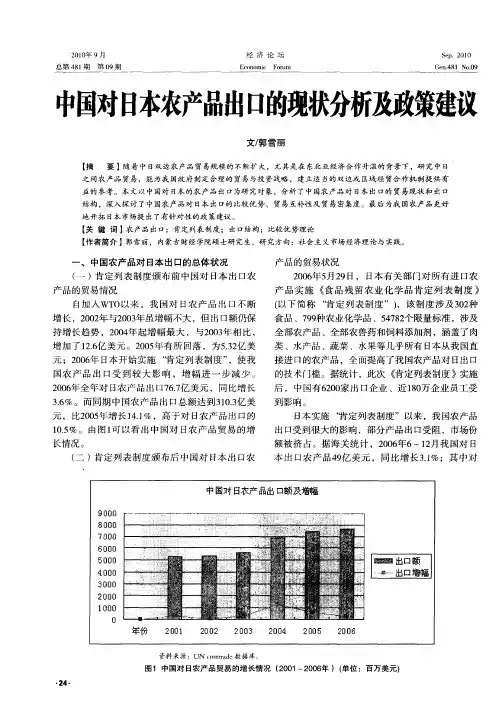 中国对日本农产品出口的现状分析及政策建议