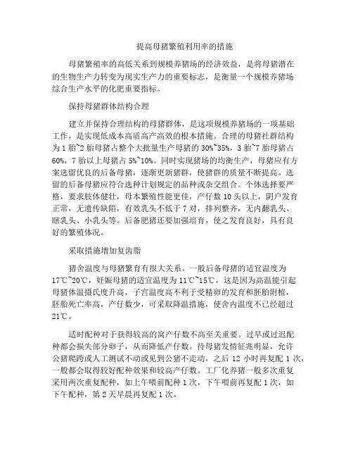 提高母猪繁殖利用率的措施